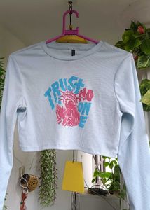 Cropped "Trust No One" Graphic Top