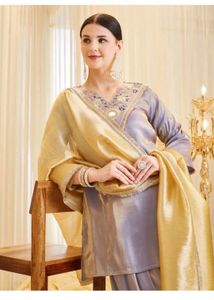 Farshi Lilac Kurta Set with Golden Dupatta
