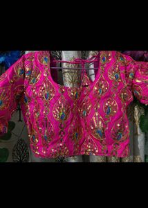 Stunning Pink Silk blouse with Embroidered Blous
