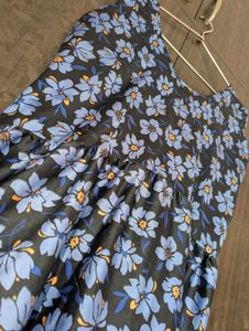 Blue Floral Print Maxi Dress