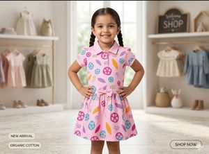 combo of Cute Pink Fruit Print Dress