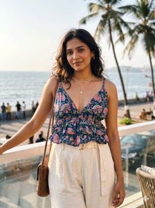 Boho Floral Print Crop Top