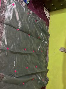 Elegant Grey Saree with Pink Dots