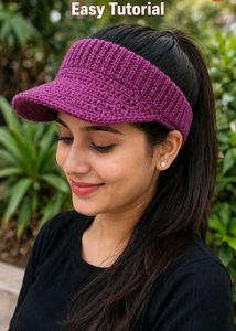 Handmade Purple Crochet Visor Hat