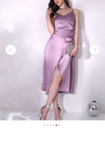 Elegant Lilac Satin Midi Dress