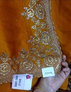 Embroidered Mustard Yellow Saree