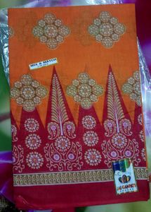 Vibrant Orange &amp; Red Cotton Saree