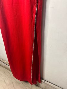 Red Spaghetti Strap Dress With slit on lef
