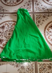 Elegant Green Suit with Silver Lace Work