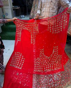 Stunning Red Sequined Lehenga Choli