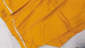 Yellow Kurta with Embroidered Sleeves