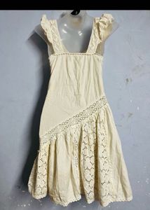 Boho Lace Trimmed Cream Dress