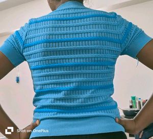 Cute Blue Cherry Knit Top