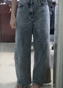 MAX Washed Wide Leg Denim Jeans