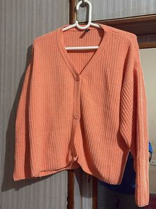 neon orange cardigan top