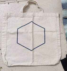 Canvas Tote Bag with Hexagon Design