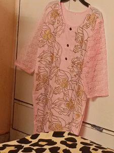 Pink Floral Embroidered Kurta