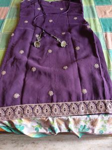 Elegant Purple Sharara with Embellished Border