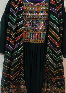 Black Party Wear Kurta With Long Shrug🖤