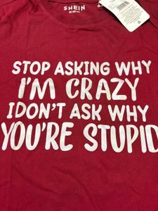 SHEIN Slogan Graphic Tee - Burgundy Red