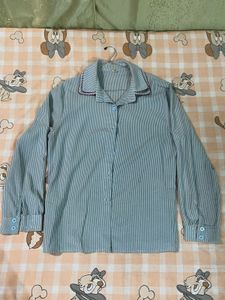 Vintage Striped Button-Up Blouse
