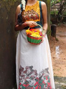 Traditional Indian Skirt with Artistic Print