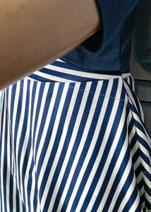 🇬🇧Girl double Pieces Striped Dress Navy Blue
