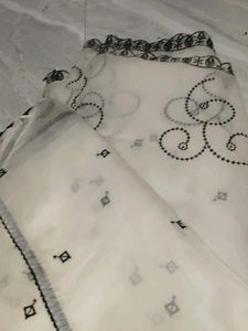 Elegant White Kurta with Black Embroidery