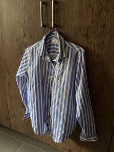 Classic Blue & White Striped Button-Up Shirt