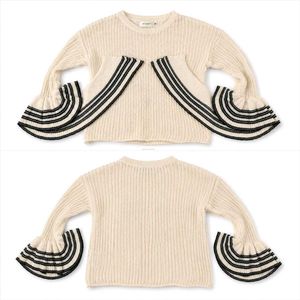 Cream Knit Sweater with Flared Sleeves