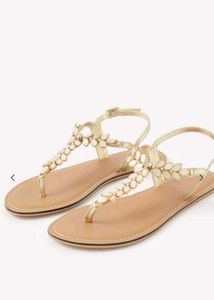 Embellished Gold Flat Sandals
