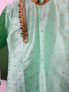 Mint Green Silk Kurta For Boys