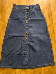 Denim A-Line Midi Skirt