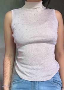 Sparkly Mock Neck Sleeveless Top