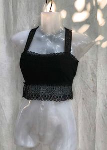 101110. Black Lace Crop Top