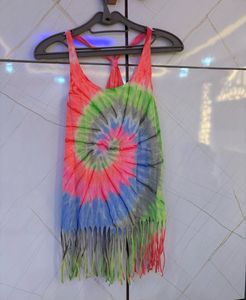 Fringed Tie-Dye Tank Top