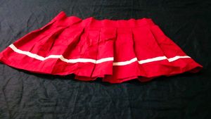 Red Pleated Mini Skirt