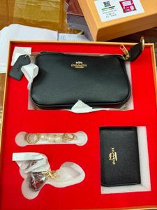 Coach Black Leather Clutch Set