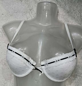 White Lace Trimmed Bra