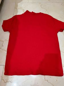 Red Mock Neck T-Shirt