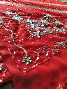 y2k Red heavy handwork Saree