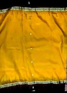 Mustard yellow Meroon pure Kanjeevaram silk sari