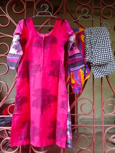 Printed Kurta Set With Churidar And Dupatta