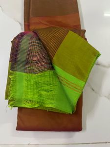 Elegant Ethnic Saree - Brown &amp; Green