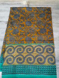 Elegant Mustard & Grey Floral Saree