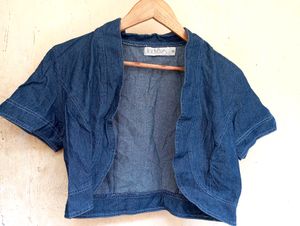 Denim Look Navy Blue Short Jacket (Women)