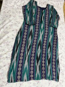 Green &amp; Blue Ikat Print Kurta