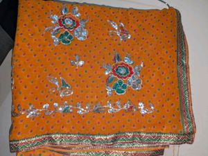 FREE DELIVERY NEW ORANGE SEQUINS SAREE