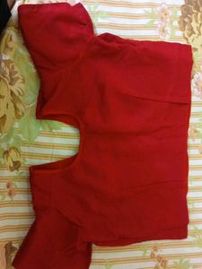 Stunning Red Embroidered Saree With Blouse