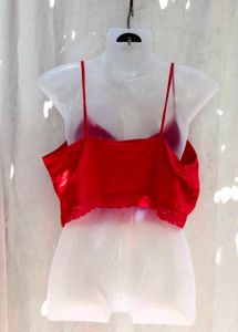 Red Lace Trim Crop Bralette